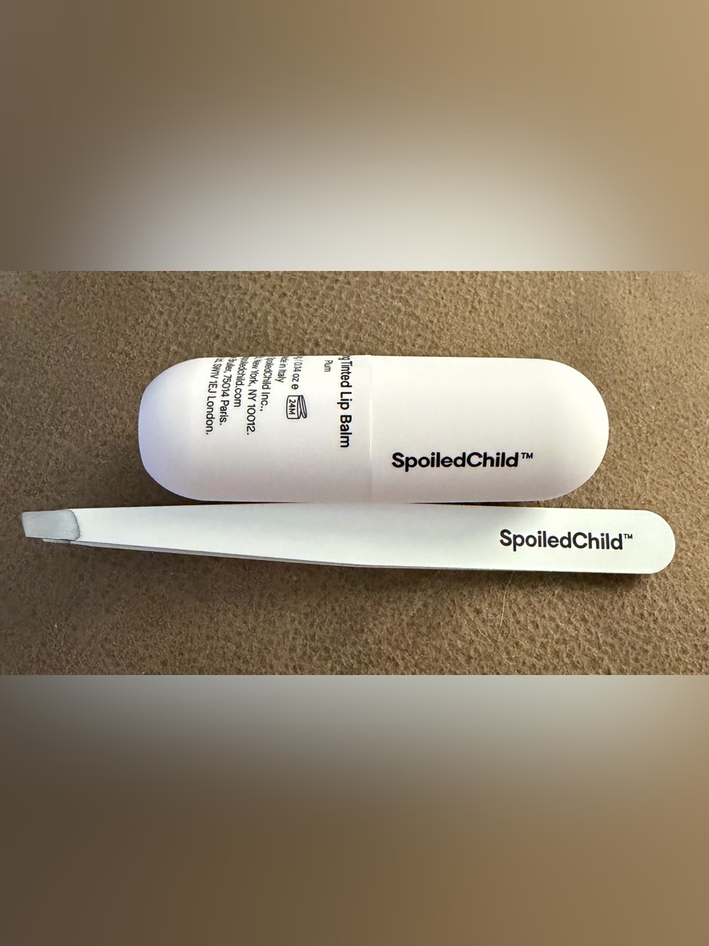Spoiled White Tinted Lip Balm Tube and tweezers set - Picture 2 of 4